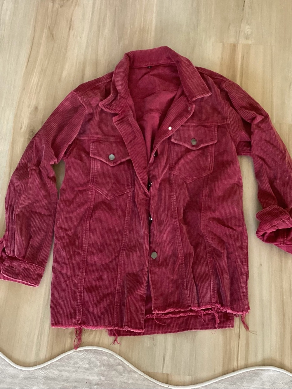 Red Corduroy Button-Up Jacket